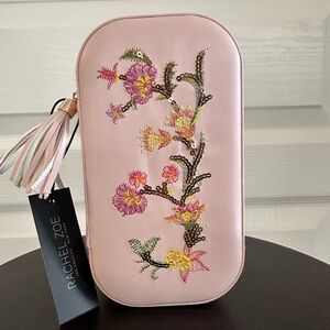 Rachel Zoe Pink Embroidered Jewelry Travel Case NEW NWT